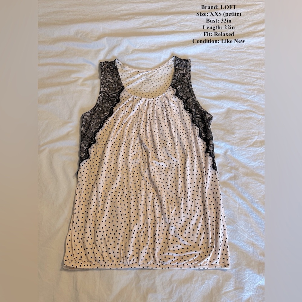 LOFT, XXS Petite, pink and black tank top
